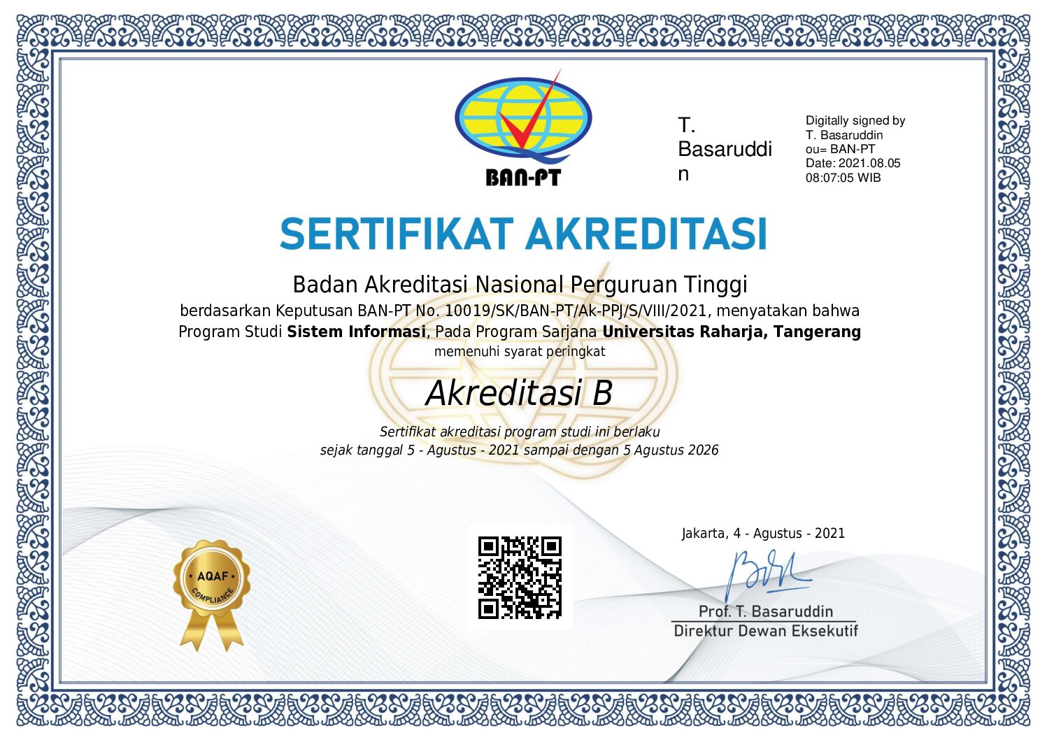 SERTIFIKAT AKREDITASI B SI-S1 2021 (2)